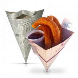 Cucurucho de cartón para churros, vaso y servilleta